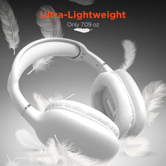 Wireless Bluetooth Headphones – Over-Ear Headphones with HD Stereo Sound, Deep Bass, Built-In Mic, Memory Foam Ear Cushions & 10-Hour Battery Life | White