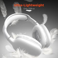 VIBE Wireless Bluetooth Headphones – Over-Ear Headphones with HD Stereo Sound, Deep Bass, Built-In Mic, Memory Foam Ear Cushions & 10-Hour Battery Life | White