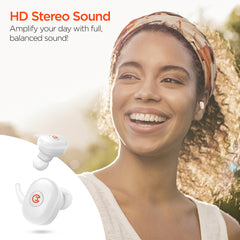 Wireless Bluetooth Earbuds – HD Stereo Sound, IPX5 Waterproof, Noise Cancelling Mic, USB-C Charging Case & Up to 15 Hours Total Playtime for Music, Calls, Workouts & Travel | White