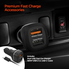 15W Wireless Car Charger Phone Mount – Gravity Auto-Clamping Fast Charging Mount for Vent, Dashboard & Windshield, 360° Adjustable Holder for iPhone, Samsung Galaxy, Pixel & More | Black