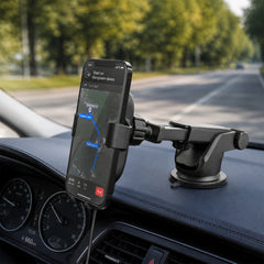 15W Wireless Car Charger Phone Mount – Gravity Auto-Clamping Fast Charging Mount for Vent, Dashboard & Windshield, 360° Adjustable Holder for iPhone, Samsung Galaxy, Pixel & More | Black