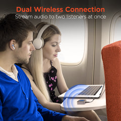 IntelliCast Flight Wireless Audio Adapter – Bluetooth 5.3 Transmitter & Receiver for Airplane Entertainment Systems, Wireless Headphones & Earbuds, Dual Device Pairing, LCD Display & 20-Hour Battery Life | Black