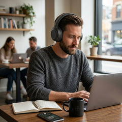 ANC Wireless Bluetooth Headphones – Active Noise Cancelling Over-Ear Headphones with Deep Bass, ENC Microphone, 24-Hour Battery, Gaming Mode & Memory Foam Ear Cushions | Black