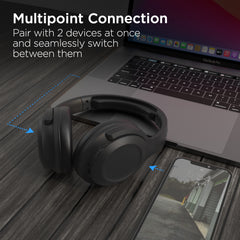 ANC Wireless Bluetooth Headphones – Active Noise Cancelling Over-Ear Headphones with Deep Bass, ENC Microphone, 24-Hour Battery, Gaming Mode & Memory Foam Ear Cushions | Black