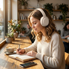 Stealth2 ANC Wireless Bluetooth Headphones – Active Noise Cancelling Over-Ear Headphones with Deep Bass, ENC Mic, 24-Hour Battery, Gaming Mode & Memory Foam Ear Cushions | Bone