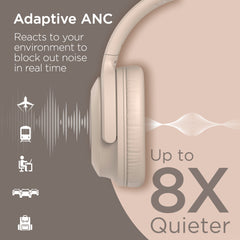 ANC Wireless Bluetooth Headphones – Active Noise Cancelling Over-Ear Headphones with Deep Bass, ENC Mic, 24-Hour Battery, Gaming Mode & Memory Foam Ear Cushions | Bone