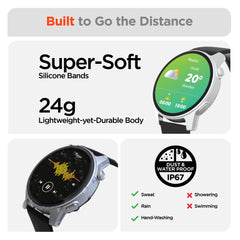 Smartwatch Fitness Tracker with 1.4" AMOLED Display – Heart Rate, SpO2, Sleep Monitoring, Bluetooth Calling, 120+ Sports Modes & 3 Interchangeable Bands for iPhone & Android