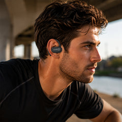 AeroFlex 360 Open-Ear True Wireless Earbuds – Bluetooth 5.3 Wireless Earbuds with Ear Hooks, 25-Hour Playtime, Noise-Filtering Mics, IPX4 Sweatproof Design & Charging Case | Black