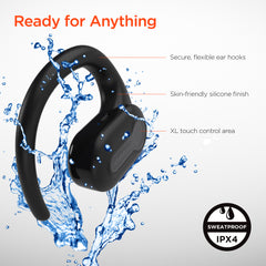 AeroFlex 360 Open-Ear True Wireless Earbuds – Bluetooth 5.3 Wireless Earbuds with Ear Hooks, 25-Hour Playtime, Noise-Filtering Mics, IPX4 Sweatproof Design & Charging Case | Black