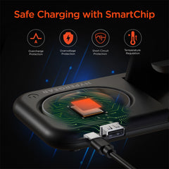 4-in-1 Foldable Wireless Charging Station with 15W Fast Charging – Wireless Charger Stand for iPhone, Apple Watch, AirPods & USB Devices – Portable Travel Charging Dock with LED Lights