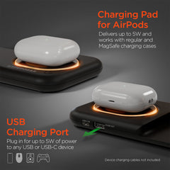 4-in-1 Foldable Wireless Charging Station with 15W Fast Charging – Wireless Charger Stand for iPhone, Apple Watch, AirPods & USB Devices – Portable Travel Charging Dock with LED Lights