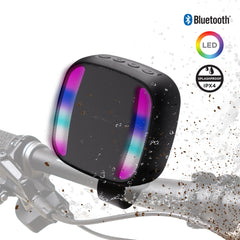 LED Wireless Bike Speaker – Bluetooth 5.3 Bicycle Handlebar Speaker with LED Light Show, IPX4 Water Resistance, Speakerphone Calls, FM Radio & 8-Hour Battery Life | Black