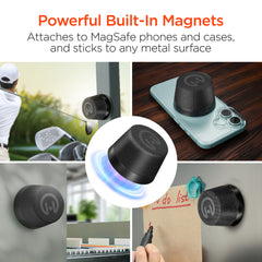 Magnetic Mini Bluetooth Speaker – MagSafe-Compatible Wireless Speaker with 360° HD Sound, Built-In Kickstand, IPX6 Waterproof, Speakerphone & 8-Hour Battery Life | Black