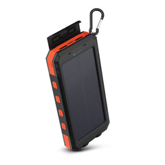 Solar Power Bank 10000mAh – 20W USB-C PD Fast Charging Portable Charger with Solar Panel, Flashlight, Compass, IPX5 Water Resistance & 3-Device Charging | Black & Orange