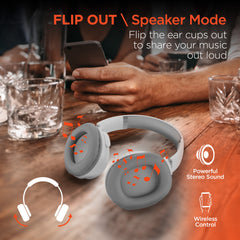 2-in-1 Wireless Bluetooth Headphones & Portable Speaker – Over-Ear Headphones with HD Stereo Sound, Built-In Speaker Mode, Memory Foam Ear Cushions, FM Radio & 10-Hour Battery Life | White