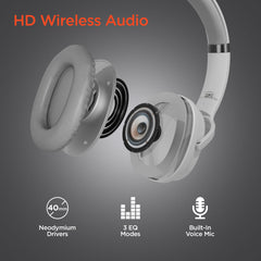 2-in-1 Wireless Bluetooth Headphones & Portable Speaker – Over-Ear Headphones with HD Stereo Sound, Built-In Speaker Mode, Memory Foam Ear Cushions, FM Radio & 10-Hour Battery Life | White