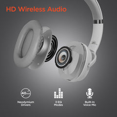 Flip 2-in-1 Wireless Bluetooth Headphones & Portable Speaker – Over-Ear Headphones with HD Stereo Sound, Built-In Speaker Mode, Memory Foam Ear Cushions, FM Radio & 10-Hour Battery Life | White