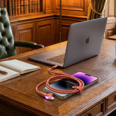 100W USB-C to USB-C Fast Charging Cable – 6ft Rugged Braided Cable with Dual 180° Rotating Connectors, LED Indicators & PD Fast Charge for iPhone 15/16, Samsung, iPad, MacBook & More | Orange