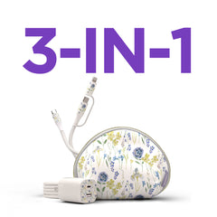 30W USB-C Fast Charging Kit with Travel Pouch – GaN Wall Charger, 6ft USB-C to USB-C & Lightning Cable, Floral Tech Organizer Set for iPhone, Samsung, iPad & More