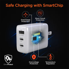 45W GaN USB-C Wall Charger with 6ft USB-C Cable – Dual USB-C PD PPS & USB-A Fast Charging Adapter – 3-Port Charger for iPhone, Samsung, iPad, MacBook Air & More