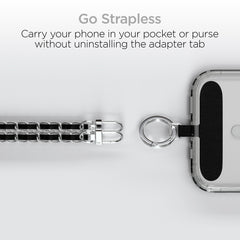 Universal Crossbody Phone Strap – Silver Chain & Black Vegan Leather Phone Lanyard – Adjustable Hands-Free Phone Holder for iPhone, Samsung Galaxy, Pixel & Most Phone Cases