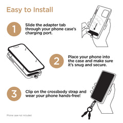 2-in-1 Crossbody Phone Strap with USB-C Charging Cable – Hands-Free Braided Phone Lanyard & 60W Fast Charge Cable Compatible with iPhone 15/16, Samsung Galaxy, Pixel & More