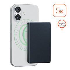 Power Pack Mag 5,000mAh Ultra-Slim Magnetic Wireless Power Bank – MagSafe-Compatible 15W Fast Charging Portable Charger with 20W USB-C PD, Aircraft-Grade Aluminum Design | Black