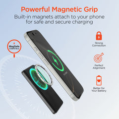 Power Pack Mag 5,000mAh Ultra-Slim Magnetic Wireless Power Bank – MagSafe-Compatible 15W Fast Charging Portable Charger with 20W USB-C PD, Aircraft-Grade Aluminum Design | Black