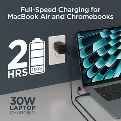 30W USB-C Fast Charging Kit with Travel Pouch – GaN Wall Charger, 6ft USB-C to USB-C & Lightning Cable, Carbon Fiber Tech Organizer Set for iPhone, Samsung, iPad & More