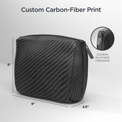 30W USB-C Fast Charging Kit with Travel Pouch – GaN Wall Charger, 6ft USB-C to USB-C & Lightning Cable, Carbon Fiber Tech Organizer Set for iPhone, Samsung, iPad & More