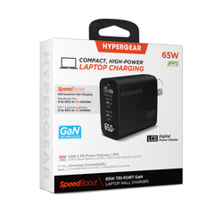 65W GaN USB-C Wall Charger with Digital Display – Dual USB-C PD PPS & USB-A Fast Charging Adapter – 3-Port Laptop Charger for MacBook, iPhone, Samsung, iPad & More