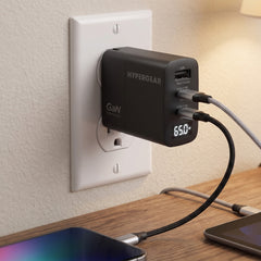 45W GaN USB-C Wall Charger with 6ft USB-C Cable – Dual USB-C PD PPS & USB-A Fast Charging Adapter – 3-Port Charger for iPhone, Samsung, iPad, MacBook Air & More