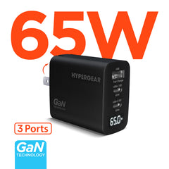 65W GaN USB-C Wall Charger with Digital Display – Dual USB-C PD PPS & USB-A Fast Charging Adapter – 3-Port Laptop Charger for MacBook, iPhone, Samsung, iPad & More