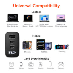 45W GaN USB-C Wall Charger with 6ft USB-C Cable – Dual USB-C PD PPS & USB-A Fast Charging Adapter – 3-Port Charger for iPhone, Samsung, iPad, MacBook Air & More