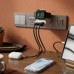 43W 4-in-1 Wall Charger with Apple Watch Charger – Dual 20W USB-C PD, USB-A Fast Charging & Magnetic Watch Charging Stand for iPhone, iPad, AirPods & Apple Watch