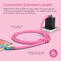 100W USB-C to USB-C Fast Charging Cable – 6ft Rugged Braided Cable with Dual 180° Rotating Connectors, LED Indicators & PD Fast Charge for iPhone 15/16, Samsung, iPad, MacBook & More | Pink