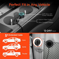 98W 5-Port Fast Car Charger with Backseat Charging Hub – Dual 30W USB-C PD PPS & USB-A Ports – Multi-Device Car Charger for iPhone, Android, Tablets & Laptops