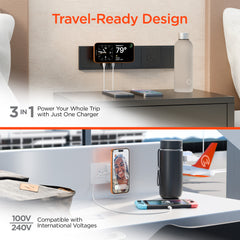 3-in-1 Magnetic Wireless Charger with Dual USB-C PD Ports – 15W MagSafe-Compatible Fast Charging Station, 40W GaN Wall Charger for iPhone, AirPods, Apple Devices & More | White
