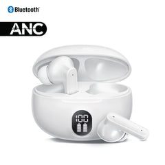 ANC True Wireless Earbuds – Active Noise Cancelling Bluetooth 6.0 Earbuds with Transparency Mode, ENC Microphones, 24-Hour Battery Life & USB-C Charging Case | White