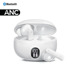 HyperBudz ANC True Wireless Earbuds – Active Noise Cancelling Bluetooth 6.0 Earbuds with Transparency Mode, ENC Microphones, 24-Hour Battery Life & USB-C Charging Case | White