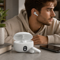 ANC True Wireless Earbuds – Active Noise Cancelling Bluetooth 6.0 Earbuds with Transparency Mode, ENC Microphones, 24-Hour Battery Life & USB-C Charging Case | White