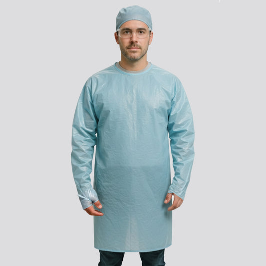 10-Pack Disposable Medical & Dental Protective Gowns – Fluid-Resistant PE (25gsm), Lightweight Breathable, Adjustable Waist Tie, One Size Fits Most