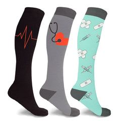 Medical Print Knee-High Compression Socks (3-Pairs)