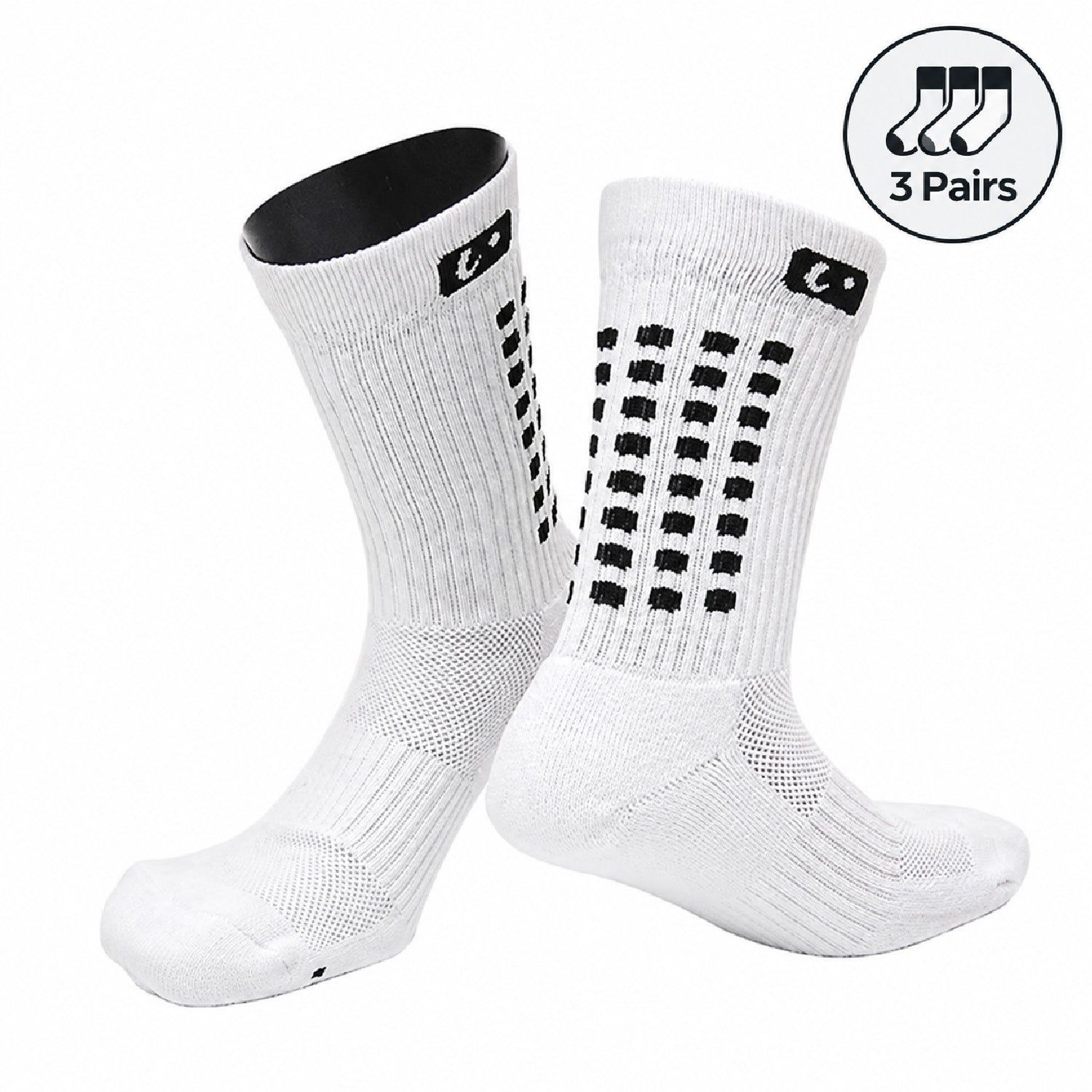 3-Pair Graduated Compression Crew Socks, 10-20 mmHg Support, Small/Medium