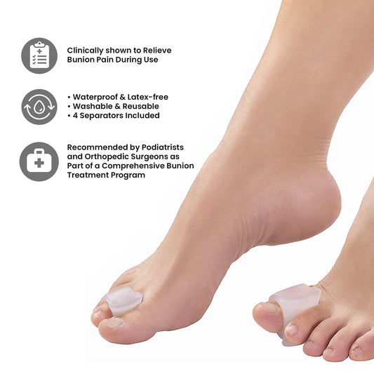 4-Pack:  Silicone Gel toe separators and Bunion Correctors