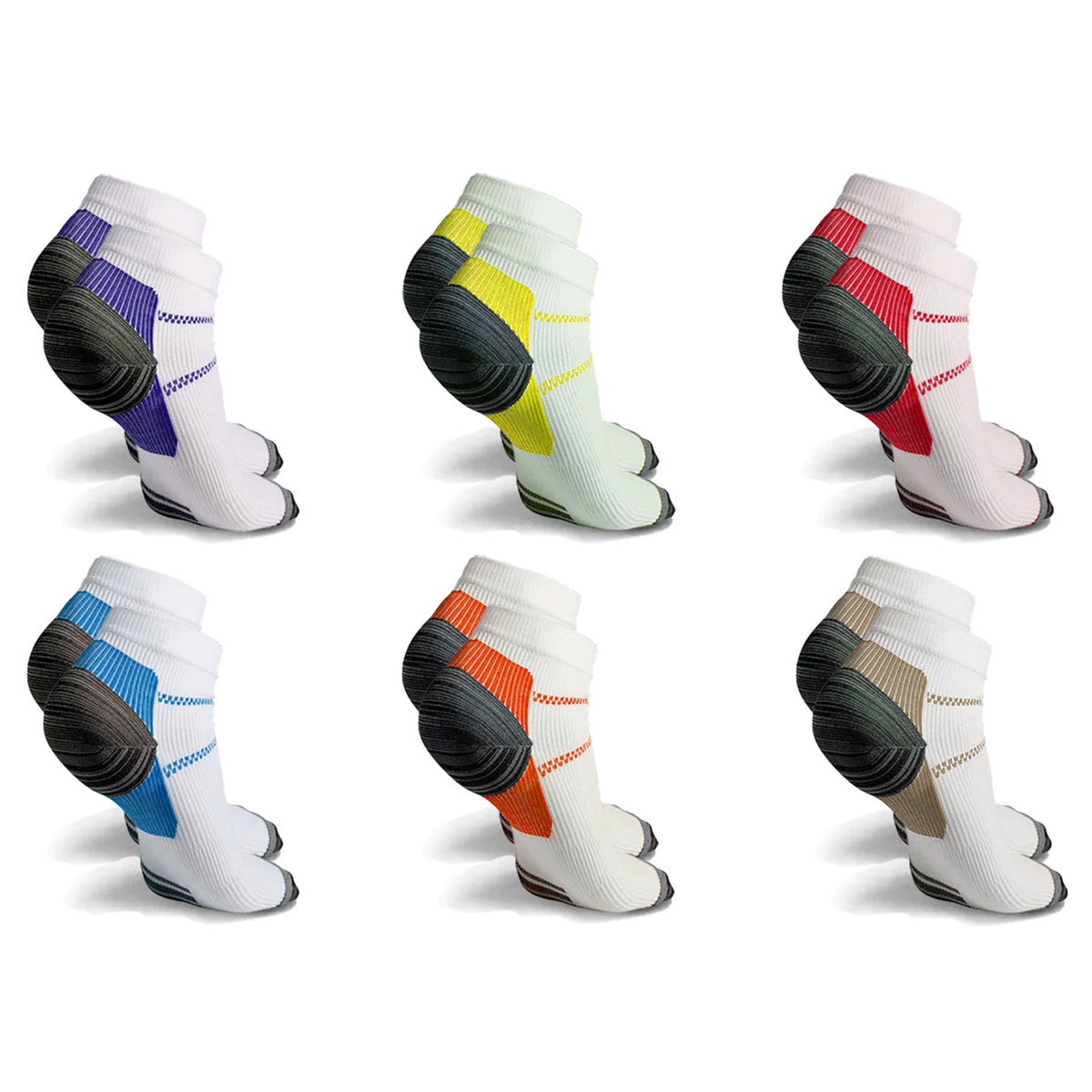 6-Pairs: High Energy Ankle Compression Socks