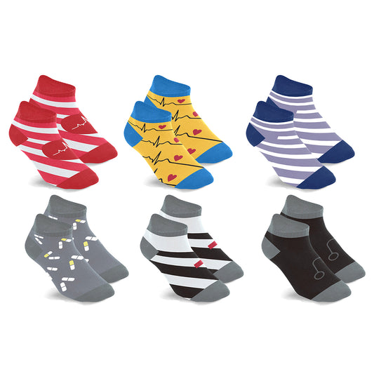 6-Pairs: Nurse Inspired Ankle-Length Compression Socks