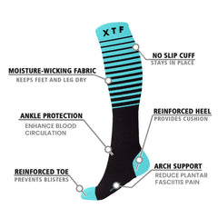 6-Pair Compression Travel Socks, Breathable Everyday Support Socks, One Size