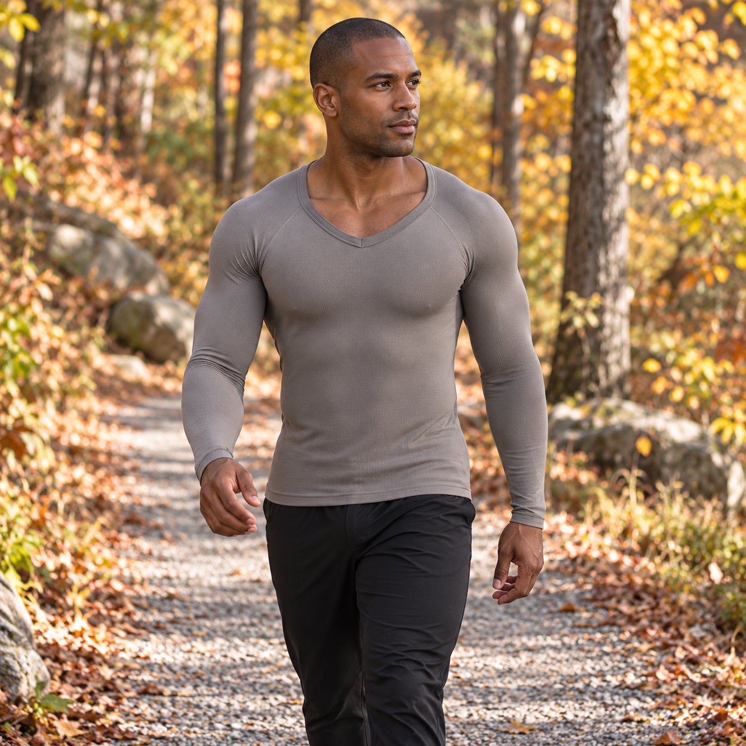Men's Long-Sleeve Compression Shirt, Stretch Thermal Workout Base Layer