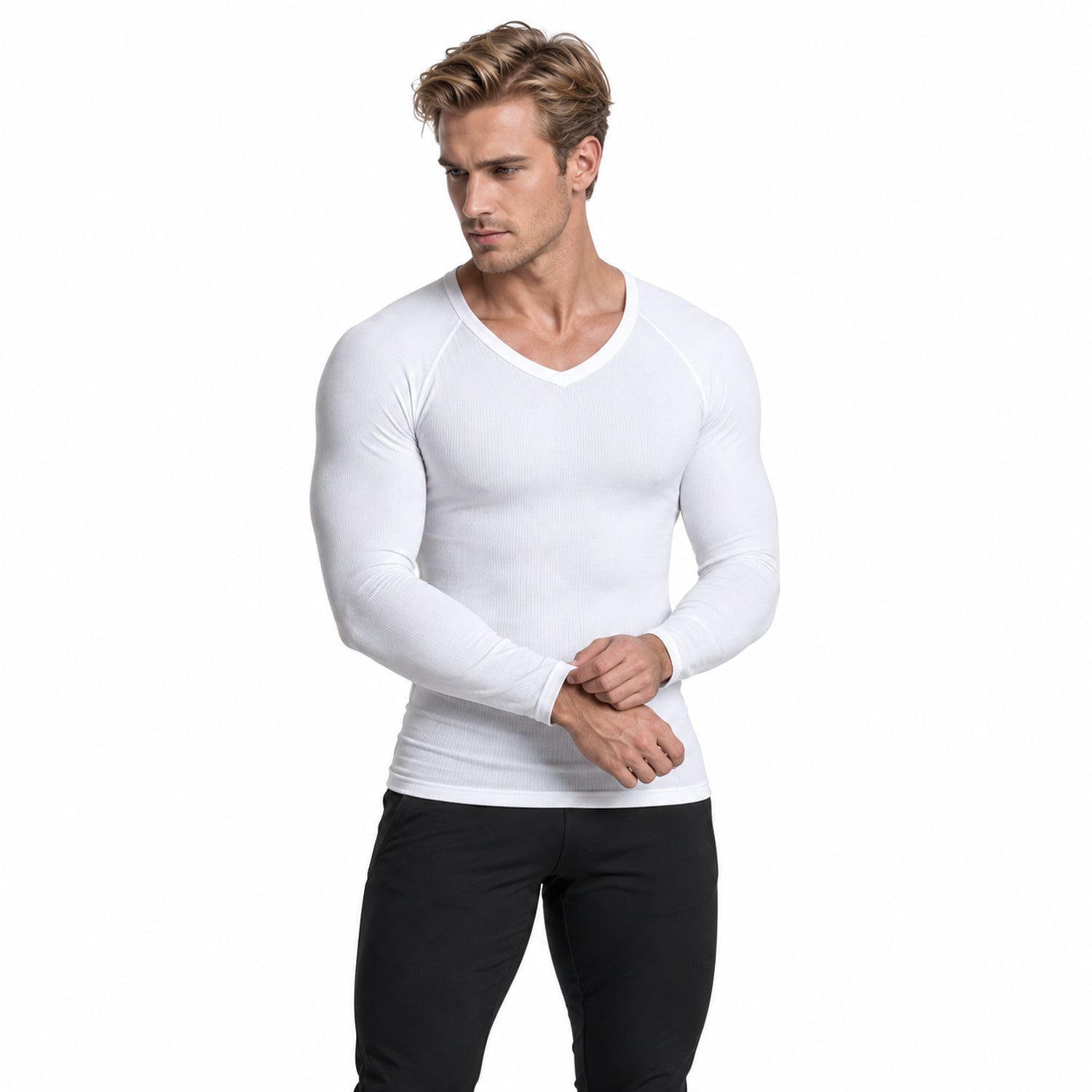 Men's Long-Sleeve Compression Shirt, Stretch Thermal Workout Base Layer